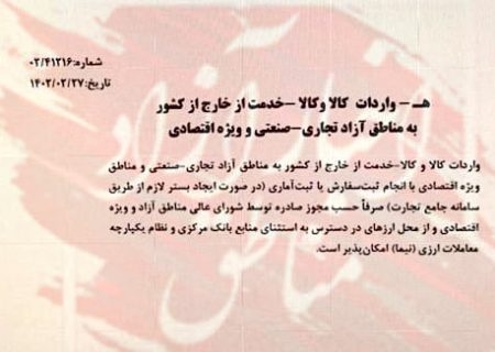 حرکت متضاد وزارت اقتصاد با شعار سال در مناطق آزاد