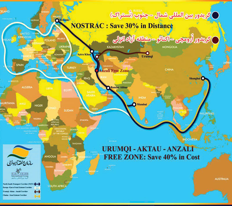 نگاهی به کریدور مهم چین-‌قزاقستان-‌ایران با محوریت منطقه آزاد انزلی